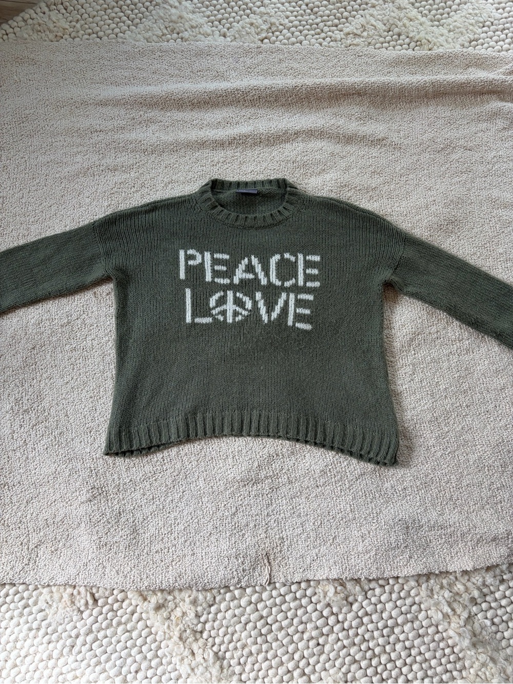Wooden Ships Peace Love Green Sweater